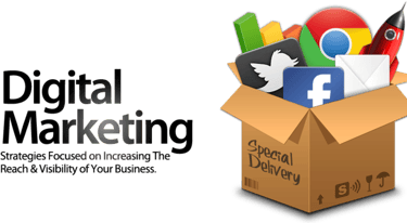 a box with a box of social media and a box of social media