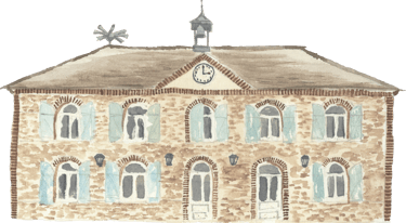 watercolor of pre-war building