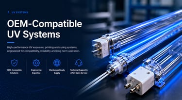 Industrial UV systems for exposure, printing and curing applications
