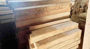 Front view of Indian Sal Wood (Shorea robusta) cut-size timber planks for global export.