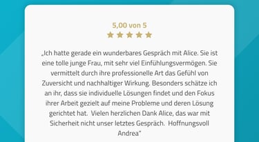 Alice Werner persönlicher Coach für Geschäftsführer, fünf Sterne Bewertung