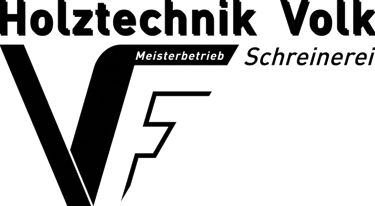 Firmenlogo Holztechnik Volk in schwarz-weiß. Meisterbetrieb, Schreinerei und Tischler am Ammersee.