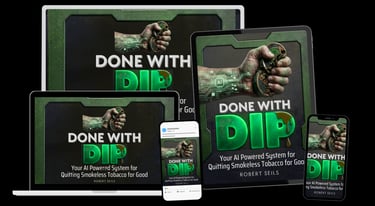 Done With Dip AI powered system for quitting smokeless tobacco displayed on various digital devices.