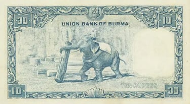 Union Bank of Burma Banknote 1952 10 Rupees