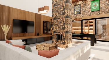 sala de tv com adega climatizada