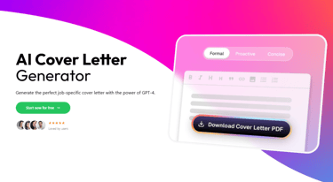 Image with an AI Cover Letter Generator on it