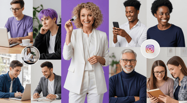Diverse people representing target audiences, demographics, and customer personas.