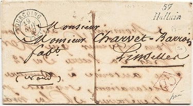 1847 : Lettre d'HALLUIN pour la commune de LINSELLES qui dépend du bureau de TOURCOING.