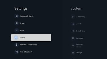 choose system on google chromecast