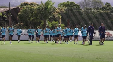 Elenco do Flamengo em treino. Importante balizador para titularidade.