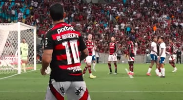 Escanteio batido por Arrascaeta no duelo entre Flamengo x Bahia no 1º turno do Brasileirão.