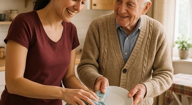 cuidadora apoya tareas hogar