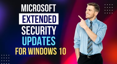 a man pointing at a computer screen with the words microsoft security and a man pointing