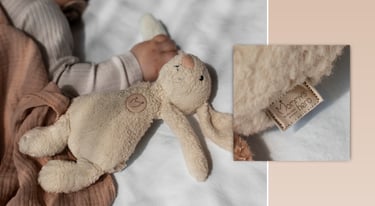 Cute and gentle Logo and Brand Identity for baby store Mommy's Hero, bunny baby's favorite toy