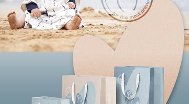 Cute and gentle Logo and Brand Identity for baby store Mommy's Hero, branded bags