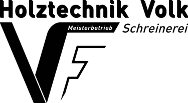 Firmenlogo Holztechnik Volk in schwarz-weiß. Meisterbetrieb, Schreinerei und Tischler am Ammersee.