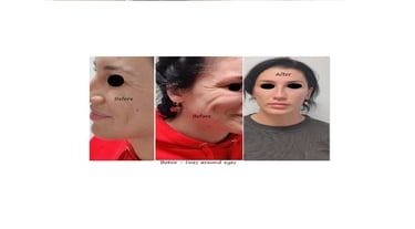 Före- och efterbilder av botox runt ögonen – slätare hud och yngre utseende.