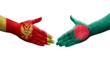 MBBC - Flags of Montenegro and Bangladesh - Shaking Hands
