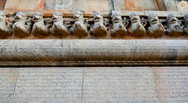 Ancient Tamil inscriptions carved on the stone wall of Brihadeeswara Temple, Thanjavur
