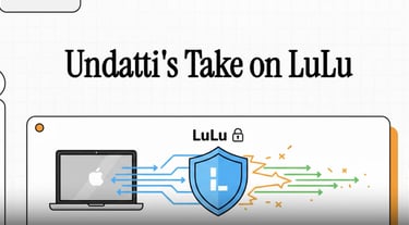 Undatti's Take on LuLu firewall security graphic showing data protected by a blue shield icon.