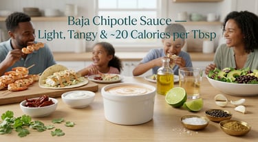 Baja chipotle sauce in a light creamy bowl with olive oil, vinegar, and spices, served with grilled 