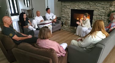 Aubrielle leading a powerful discussion at the a retreat
