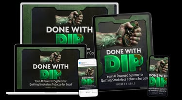 Done With Dip AI system for quitting smokeless tobacco shown on a laptop, tablet, and smartphone.