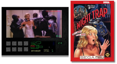 Night Trap é um filme estilo de terror trash do fim dos anos 1980, interativo de 1992