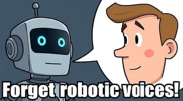a picture of a robot and a human with forget robotic voices