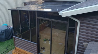 Solarium with tinted see-through panels.