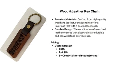 Custom wood and leather keychain