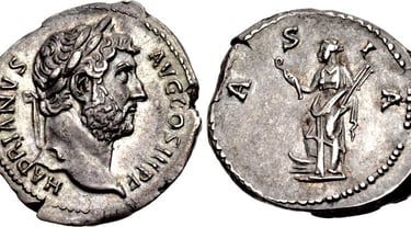 Image of a Roman silver denarius  from the reign of Hadrian.