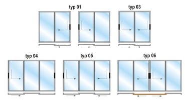 a set of four different types of doors