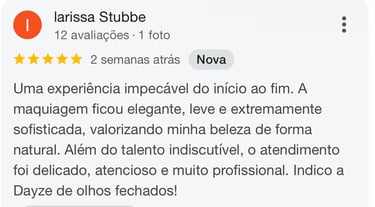 Foto de Avaliaçao do google 5 estrela de cliente maquiada por dayze beauty