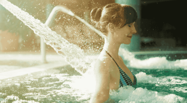 a woman enjoying hydrotherapy