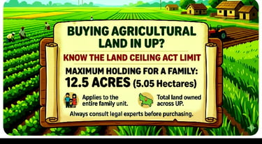 land ceiling act limits for buying agricultural land in up