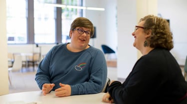 two people talking