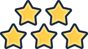 Avaliações cinco estrelas dos nossos serviços