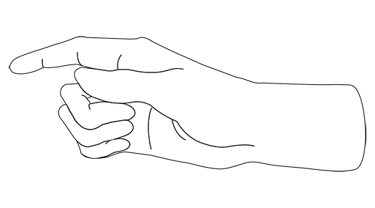 Mano señalando izquierda