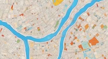 Close-up of a vintage map spread out on a wooden table with a compass and travel journal.