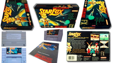 Star Fox é um dos jogos lançados pela Playtronic, aqui tem a caixa, o cartucho, manual e a poster