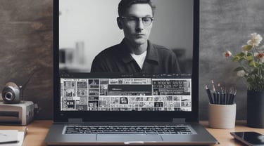 A creative team collaborating around a computer screen displaying AI-generated video ad concepts.