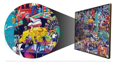 a melting daisy in a field of penguins, selling an ice-pop