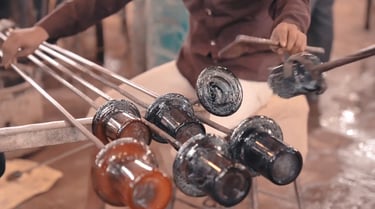 mouth blowing glass making in firozabad