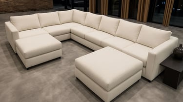 Contemporary sectional sofa with clean lines and neutral tones, created by Solo Home Decor.