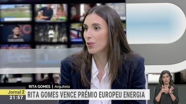 a woman in a suit and tie is on the tv screen