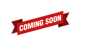 Red coming soon ribbon banner graphic for product announcements and upcoming events.