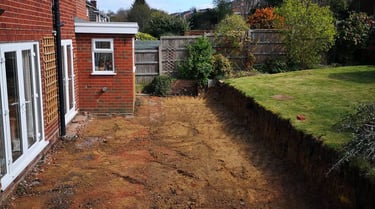 Concrete breaker used in garden renovation in Bearwood
