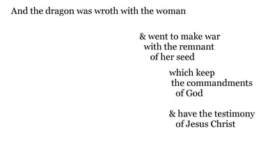 And the dragon was wroth with the woman, & went to make war with the remnant of her seed, which keep