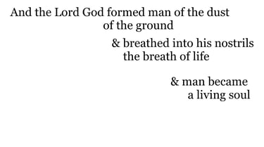 And the Lord God formed man of the dust of the ground, & breathed into his nostrils the breath of